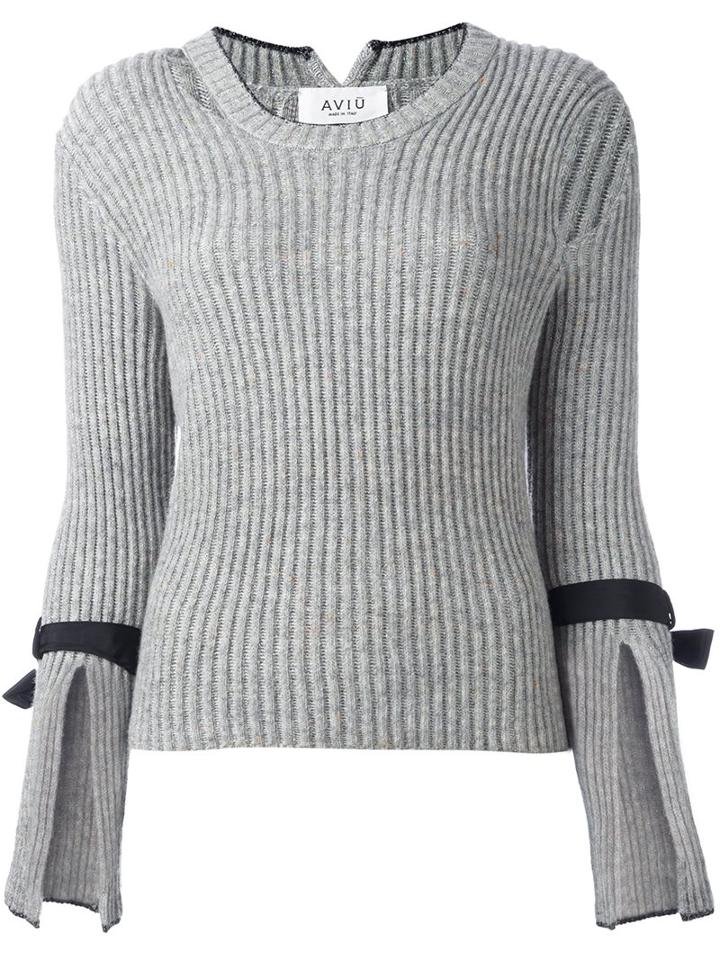 Aviù Ribbed Jumper, Women's, Size: 44, Grey, Wool/viscose/polyester