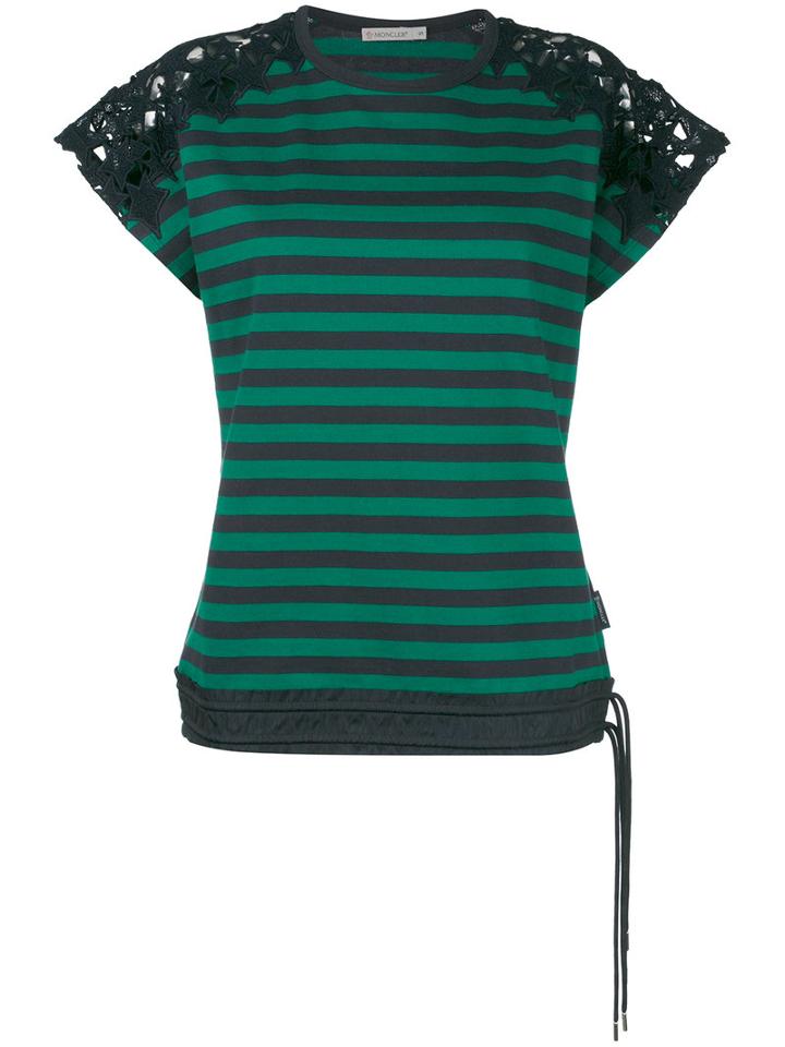Moncler Striped T-shirt, Women's, Size: Medium, Green, Cotton/polyamide