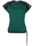 Moncler Striped T-shirt, Women's, Size: Medium, Green, Cotton/polyamide