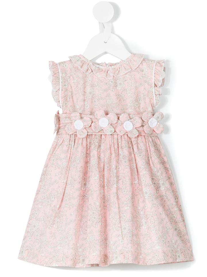 Cashmirino - Floral Belt Smock Dress - Kids - Cotton - 12 Mth, Pink/purple
