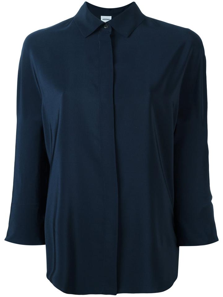 Aspesi Plain Shirt, Women's, Size: 38, Blue, Silk