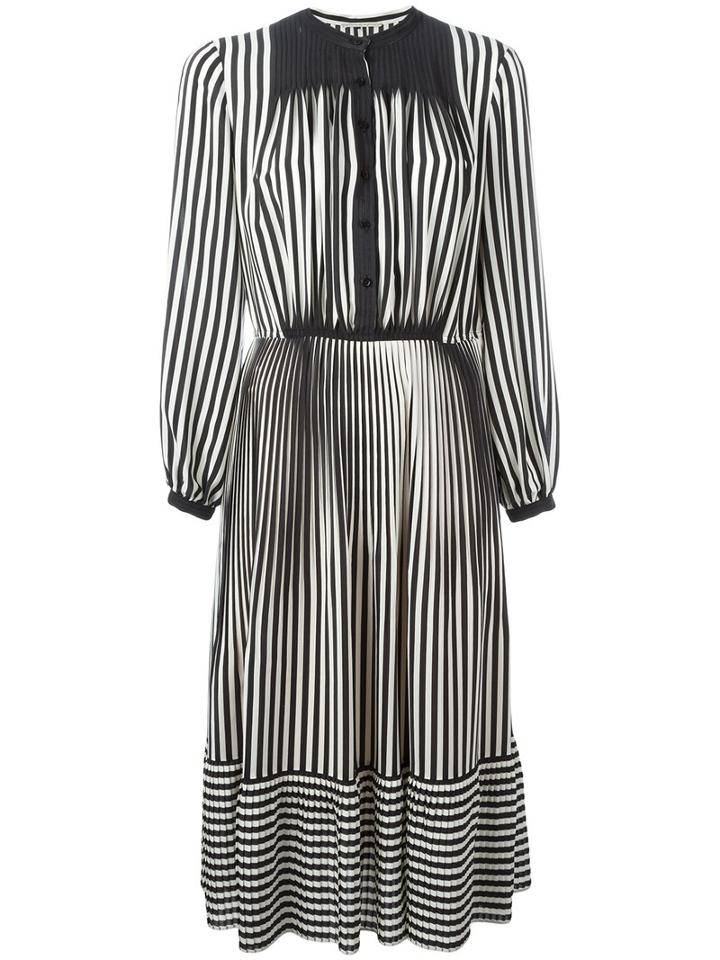 Marco De Vincenzo Striped Flared Dress, Size: 42, Black, Silk