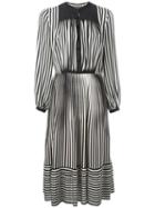 Marco De Vincenzo Striped Flared Dress, Size: 42, Black, Silk