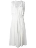 Mugler Chest Patch Pockets Dress, Women's, Size: 40, White, Viscose/silk