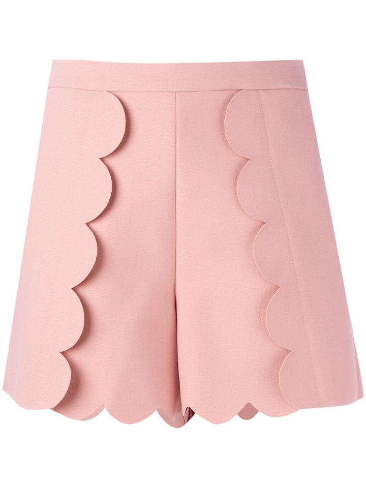 Msgm Scalloped Shorts, Women's, Size: 38, Pink/purple, Polyester/spandex/elastane/viscose