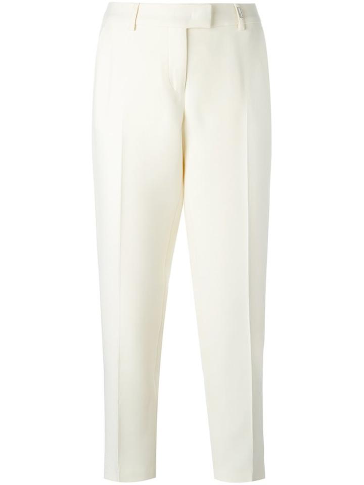 Fendi Tailored Cropped Trousers, Women's, Size: 42, White, Silk/wool