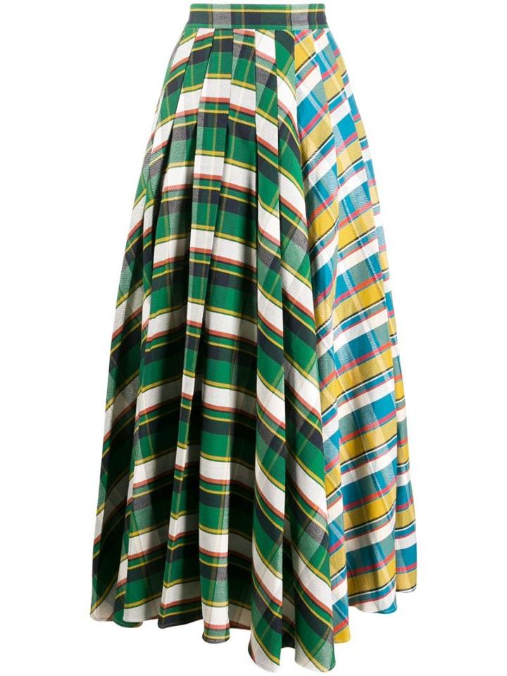 A.w.a.k.e. Mode Checked Maxi Skirt - Green