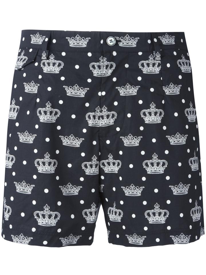 Dolce & Gabbana Crown Print Swim Shorts, Men's, Size: 6, Black, Cotton