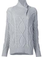 Stella Mccartney Fisherman's Wrap Neck Sweater, Women's, Size: 38, Grey, Cashmere/wool