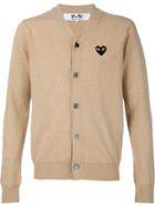 Comme Des Garçons Play Embroidered Heart Cardigan, Men's, Size: Large, Nude/neutrals, Wool