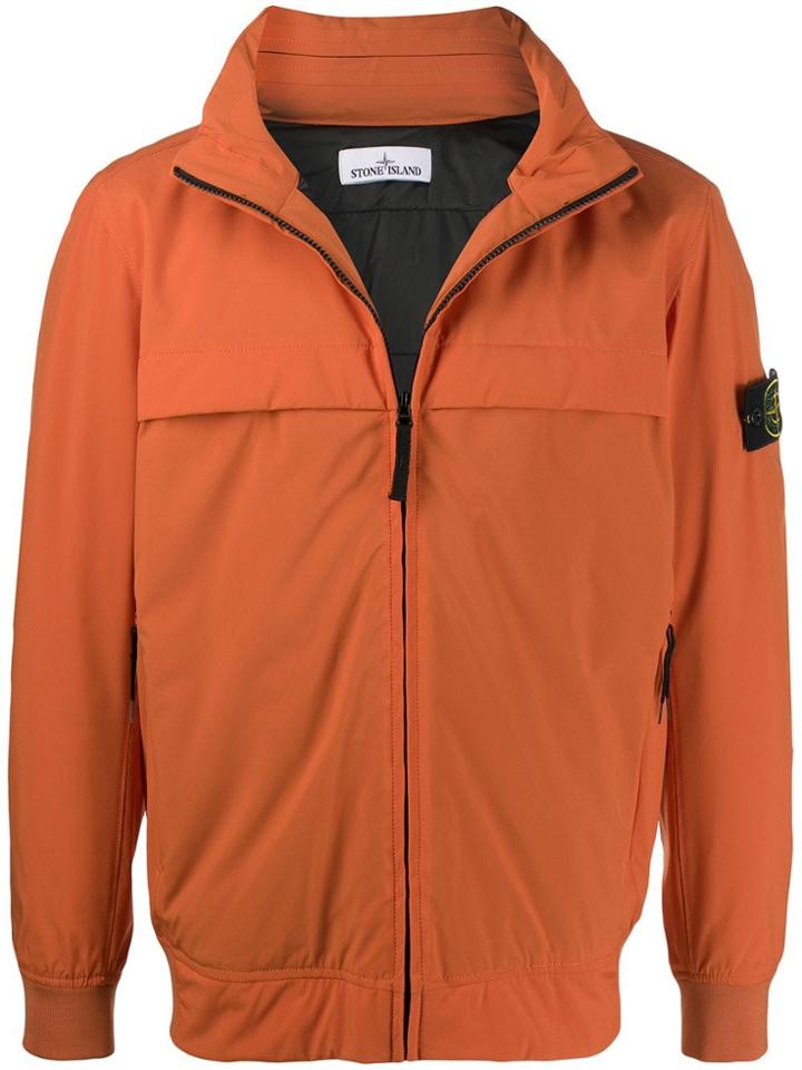 Stone Island Logo Patch Windbreaker - Orange