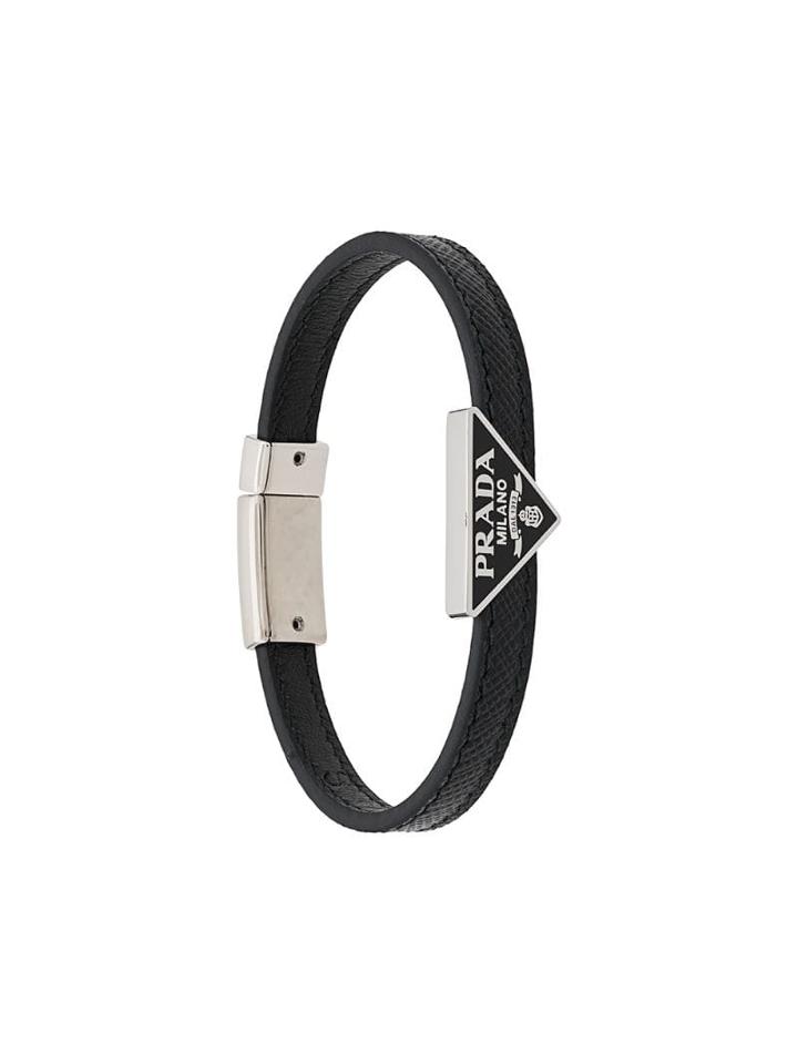 Prada Enamel Triangle Logo Bracelet - Black