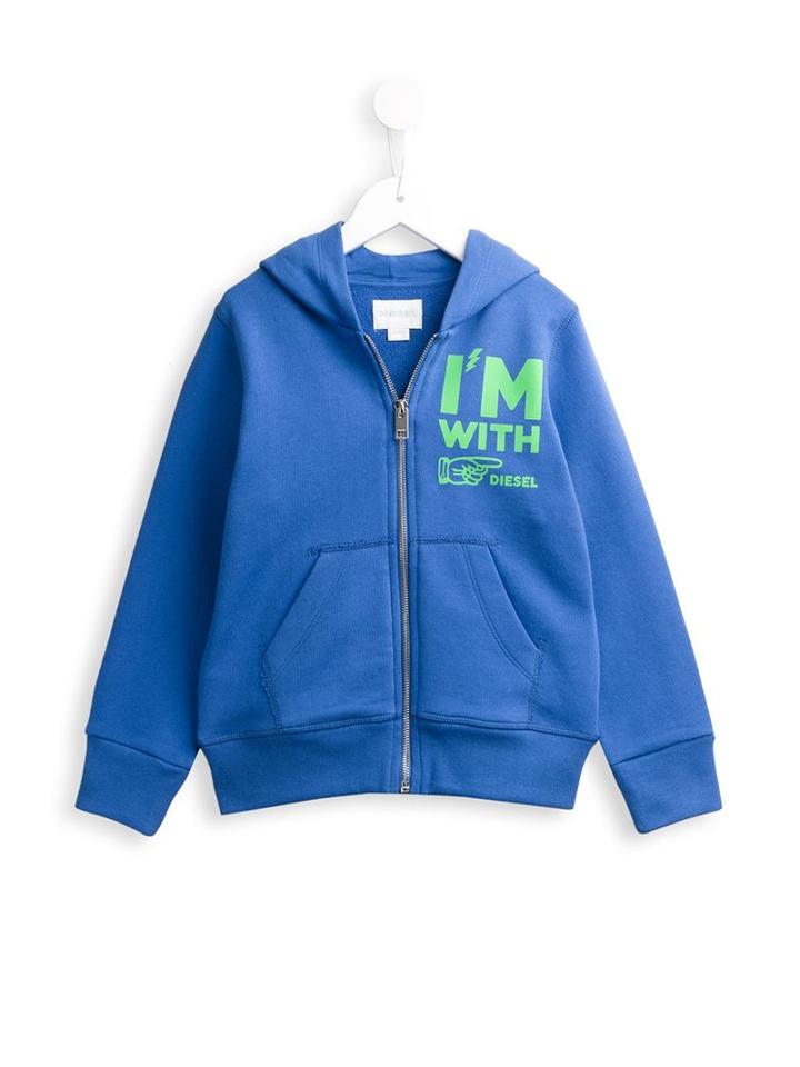 Diesel Kids Zipped Up Hoodie, Boy's, Size: 8 Yrs, Blue