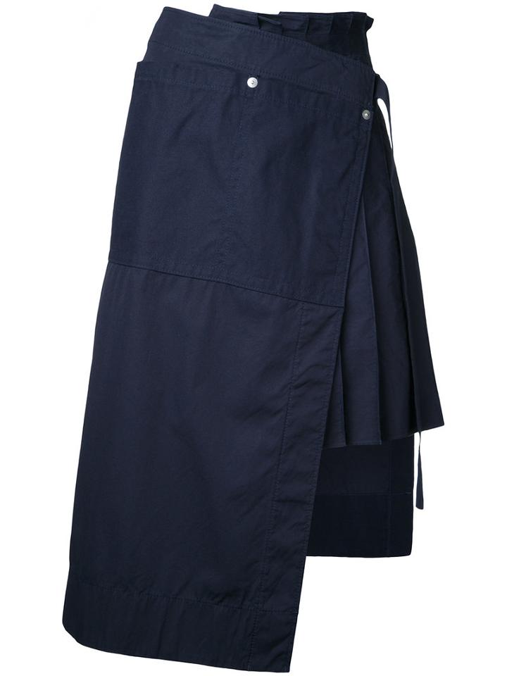 Sacai Asymmetric Pleated Skirt, Women's, Size: 2, Blue, Cotton