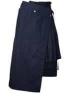 Sacai Asymmetric Pleated Skirt, Women's, Size: 2, Blue, Cotton