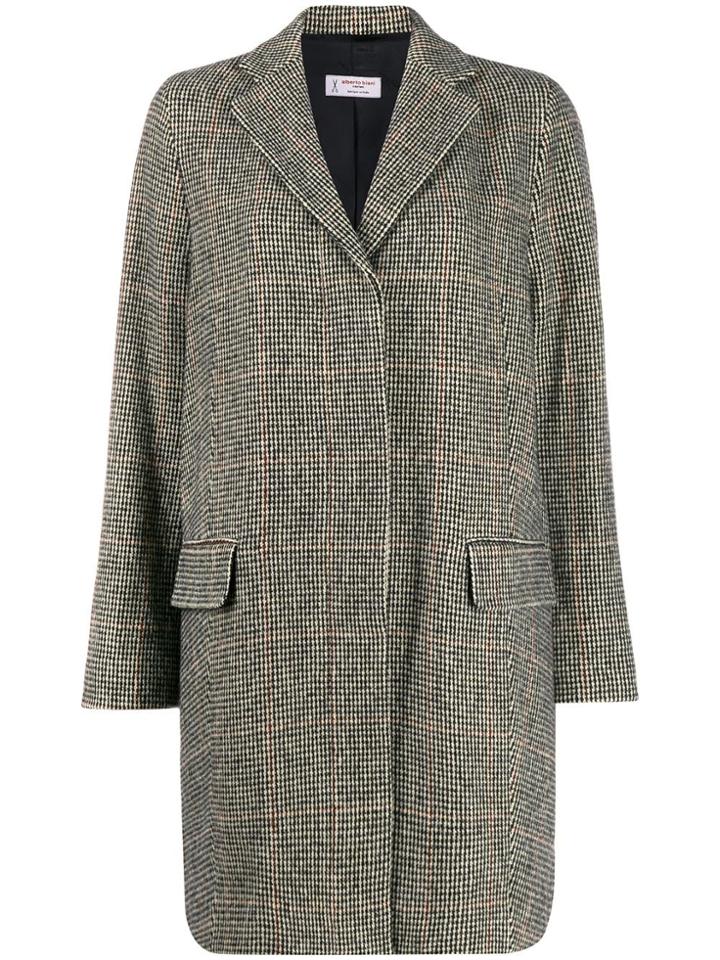 Alberto Biani Single-breasted Check Coat - Black