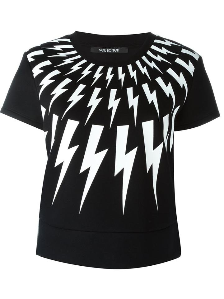 Neil Barrett Lightning Bolt T-shirt, Women's, Size: Small, Black, Viscose/polyurethane