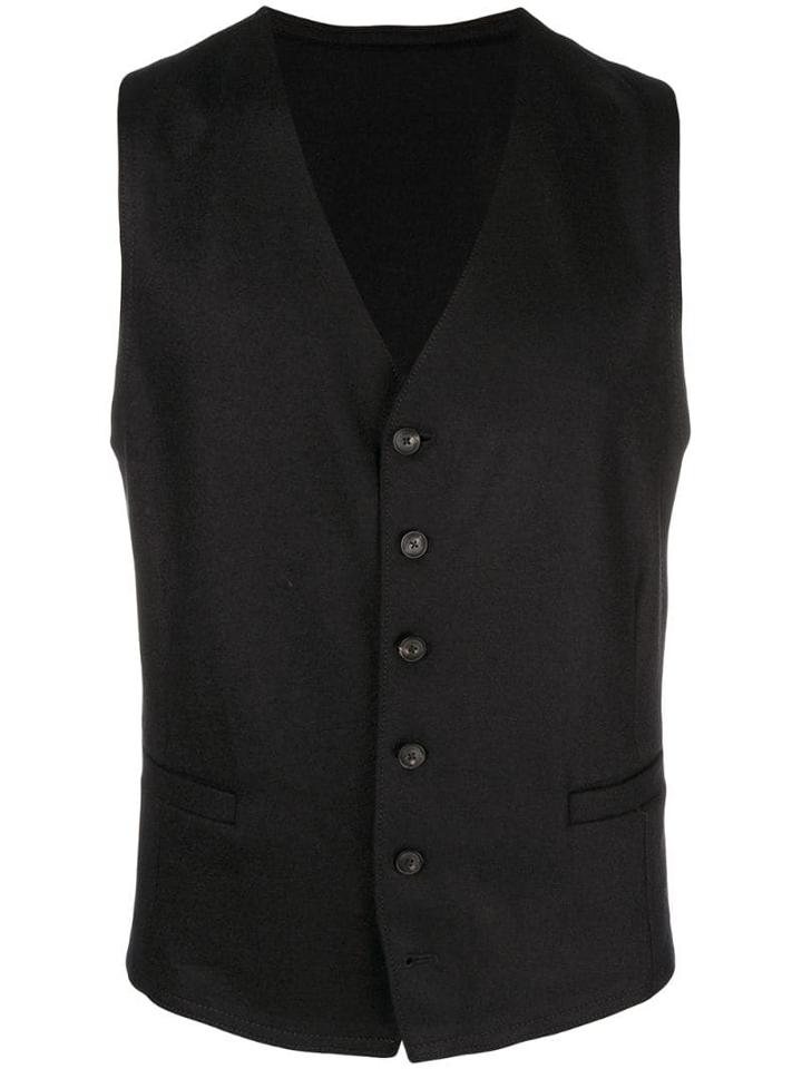 Emporio Armani Classic Button Vest - Black