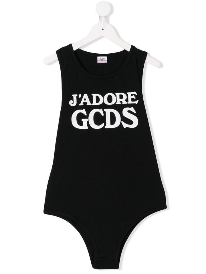Gcds Kids Teen Logo Print Bodysuit - Black