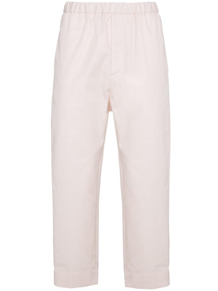 Jil Sander Ivory Tapered Cropped Trousers - Pink & Purple