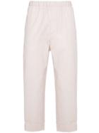 Jil Sander Ivory Tapered Cropped Trousers - Pink & Purple