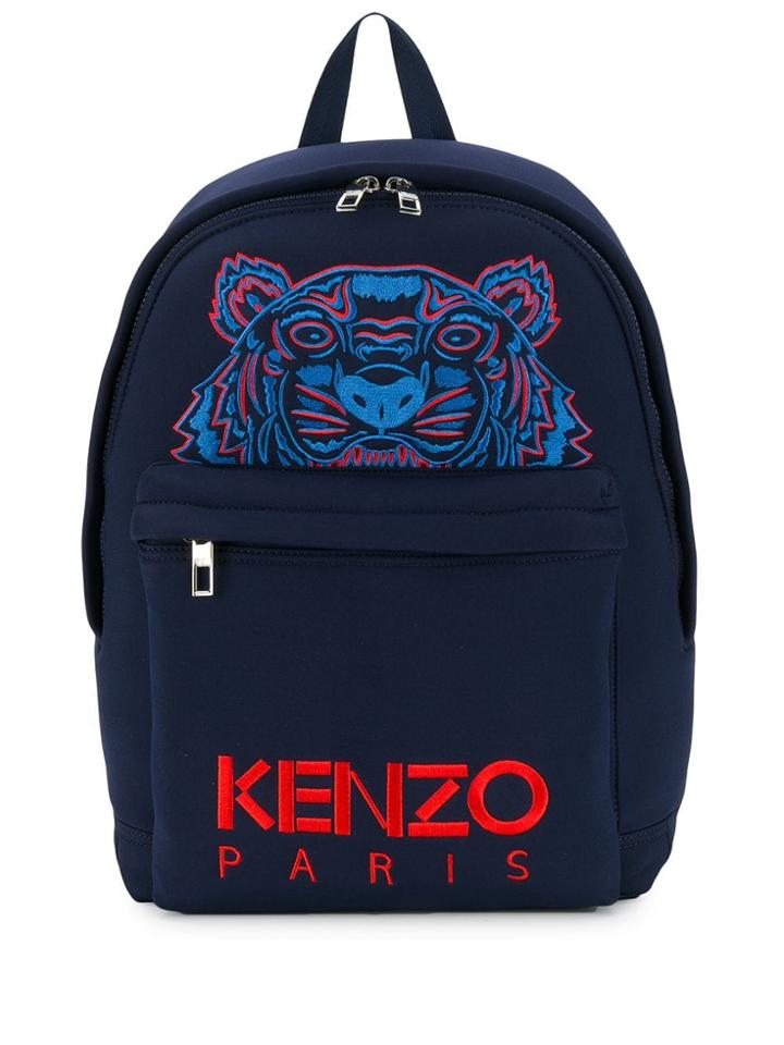 Kenzo Logo Tiger Print Backpack - Blue