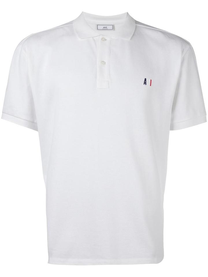 Ami Alexandre Mattiussi Small Logo Polo Shirt, Men's, Size: Medium, White, Cotton