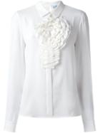 Blumarine Ruched Front Shirt, Women's, Size: 42, White, Acetate/silk/polyamide