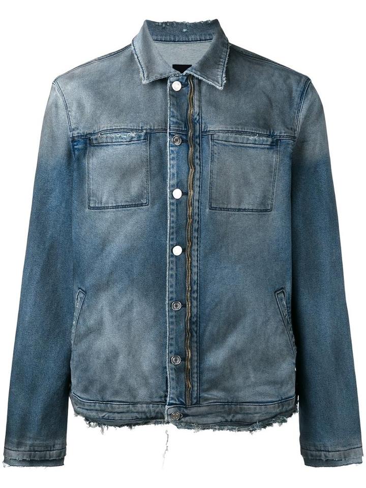 Rta Zipped Denim Jacket, Men's, Size: Medium, Blue, Cotton/polyurethane