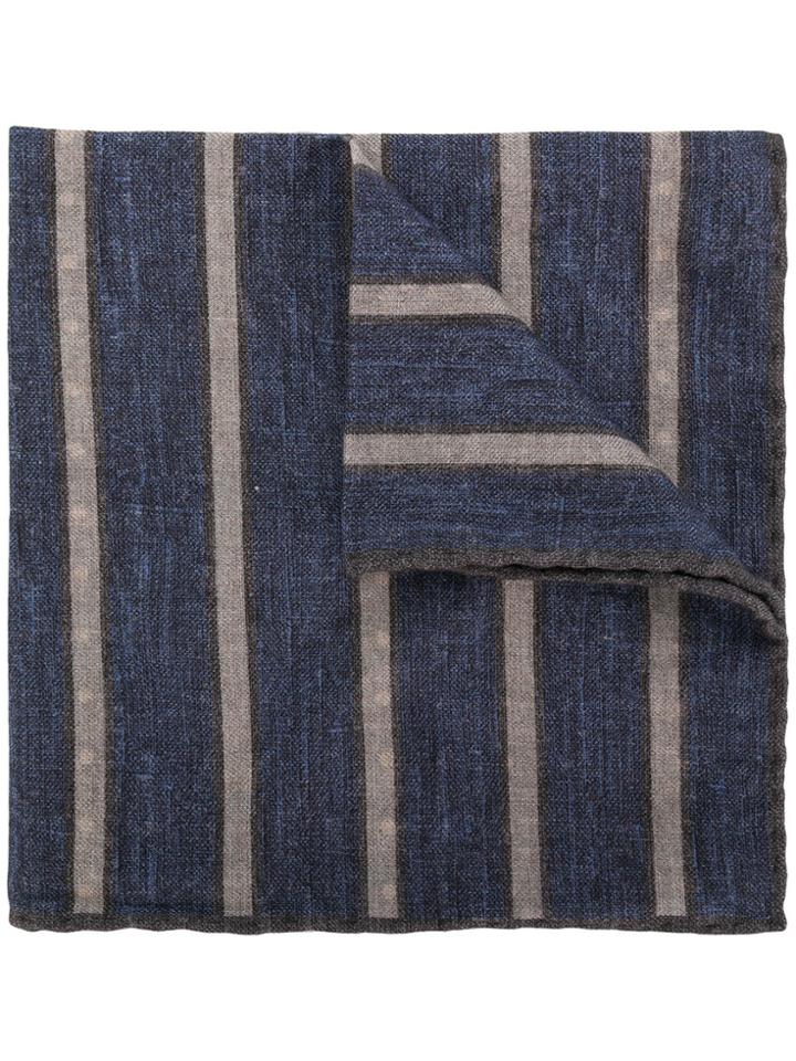 Eleventy Striped Patterned Handkerchief - Blue