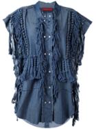 Di Liborio - Frayed Oversized Sleeveless Jacket - Women - Silk - 40, Blue, Silk