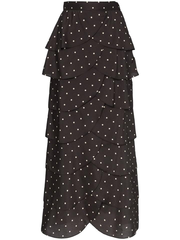 Rejina Pyo Polka Dot Scalloped Maxi Skirt - Black