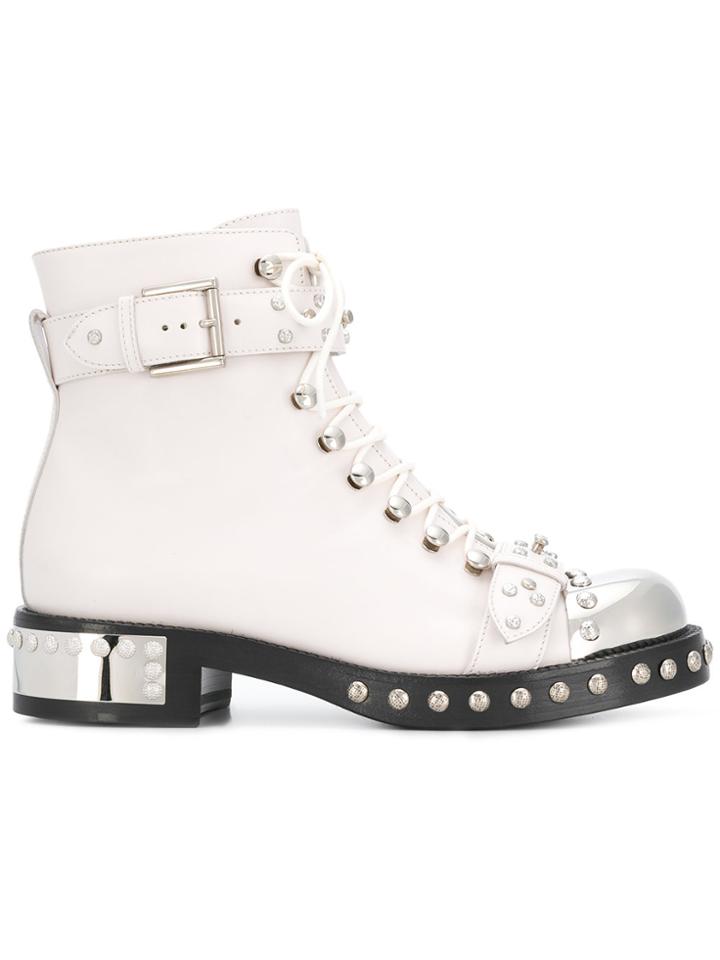 Alexander Mcqueen Studded Ankle Boots - White