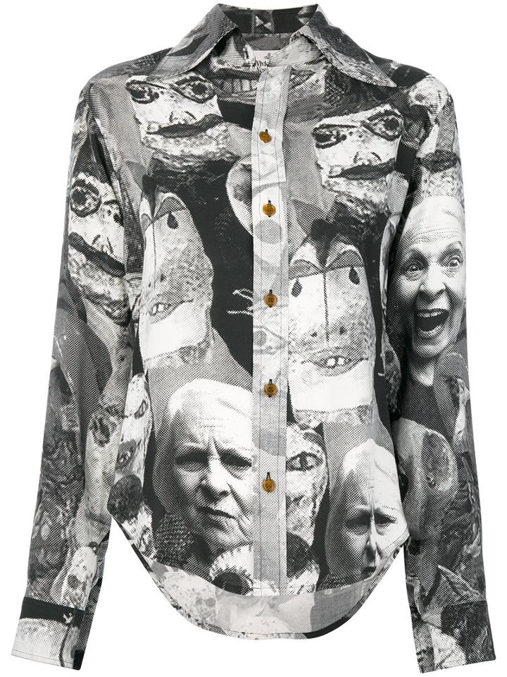 Vivienne Westwood - Face Print Blouse - Women - Viscose - 44, Black, Viscose