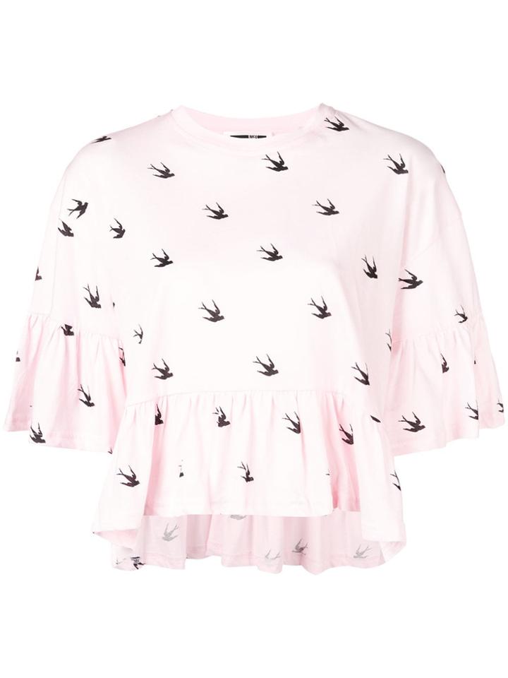 Mcq Alexander Mcqueen Swallow Print T-shirt - Pink & Purple