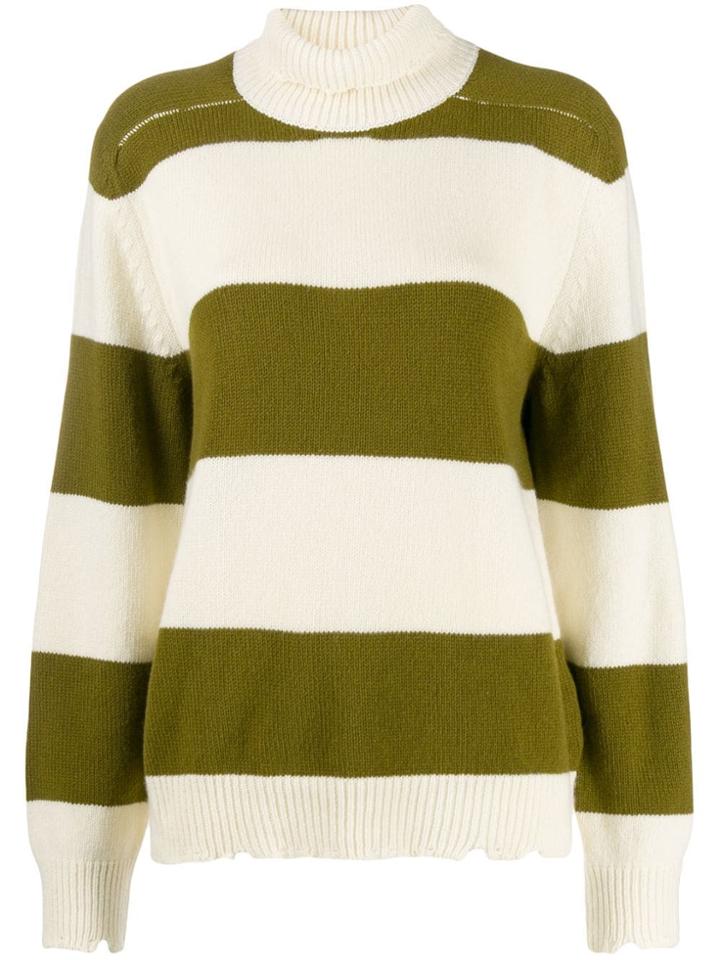 Riccardo Comi Striped Turtleneck Jumper - White
