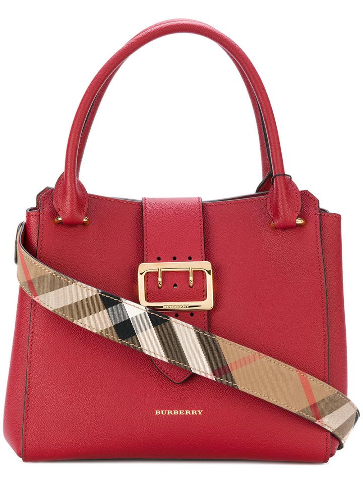 Burberry - Nova Check Tote Bag - Women - Leather - One Size, Red, Leather