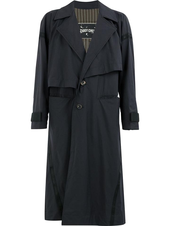 Ziggy Chen Single Breasted Overcoat - Blue