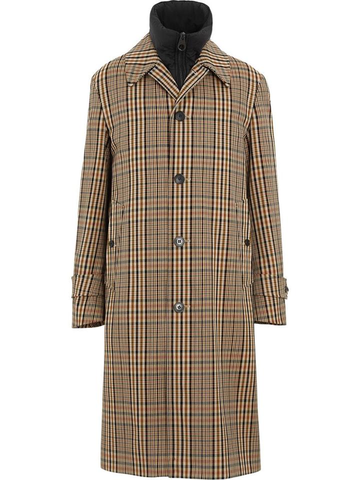 Burberry Checked Car Coat - Neutrals