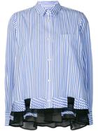 Sacai Striped Pleated Hem Shirt - White