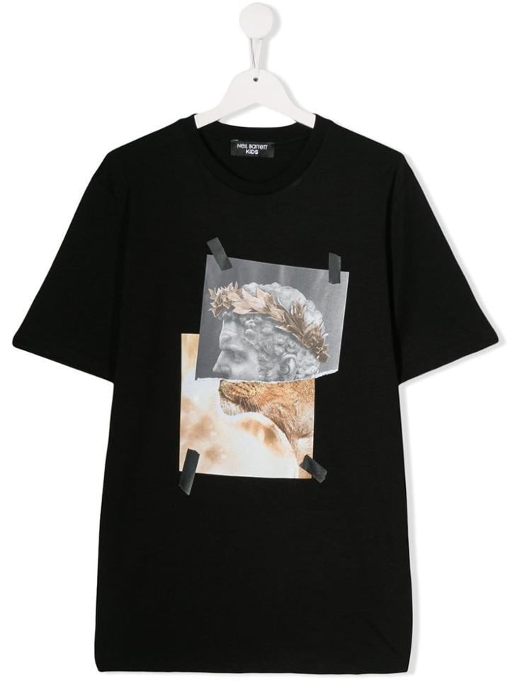 Neil Barrett Kids Teen Photo Print T-shirt - Black