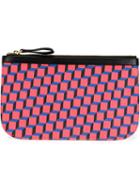Pierre Hardy Medium Cube Print Pouch, Men's, Red, Calf Leather/polyurethane