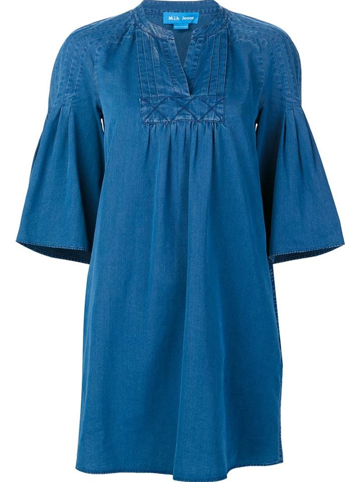 Mih Jeans Ruffle Sleeve Shift Dress, Women's, Size: Small, Blue, Cotton