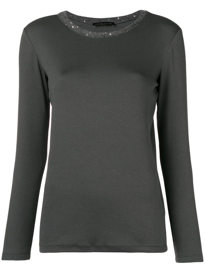 Fabiana Filippi Embellished Neck Top - Grey