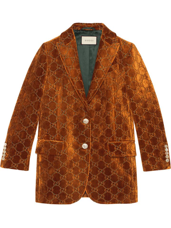 Gucci Gg Velvet Jacket - Brown