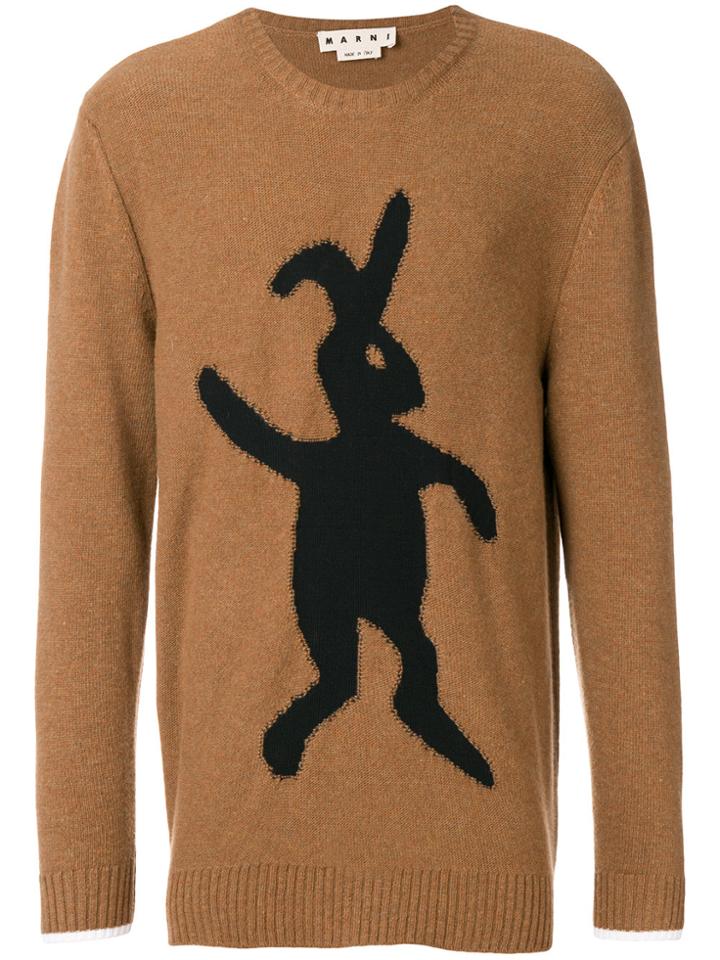 Marni Bunny-intarsia Jumper - Brown