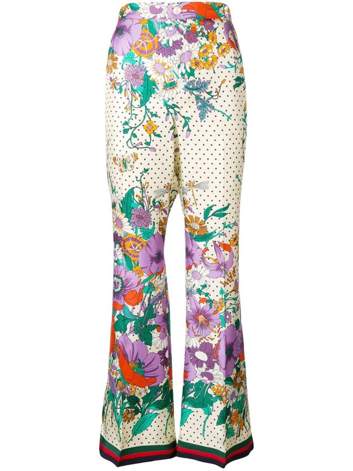 Gucci Floral Flared Trousers - White
