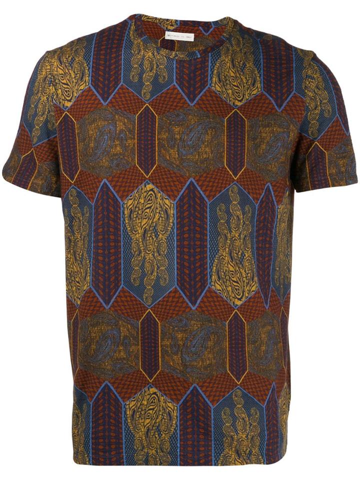 Etro Geometric Print Panel T-shirt - Blue