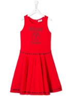 Moschino Kids Stitched Print Sleeveless Dress - Red