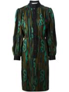 Jean Louis Scherrer Vintage High Neck Printed Dress - Black